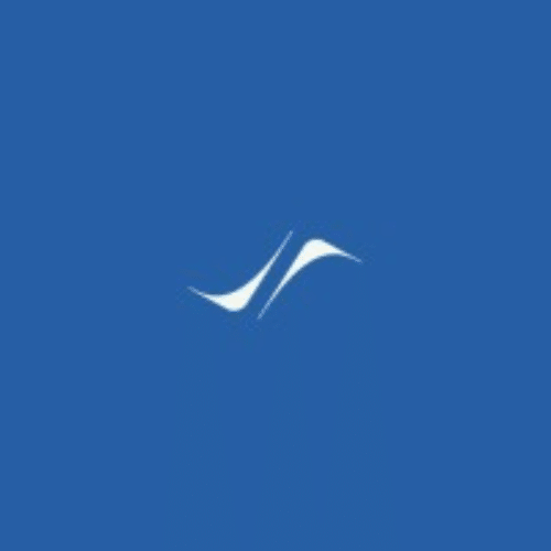A blue background with two white, wavy/almost Nike-like swooshes