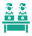 Icon showing two people working together at a table to symbolize the Innovation Space community