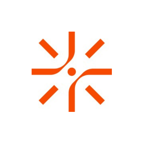 A red shape that looks like an asterisk but with the pieces not connected and a red circle in the middle.