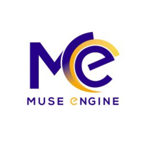 The letters M and E in purple and gold with the words Muse Engine underneath.