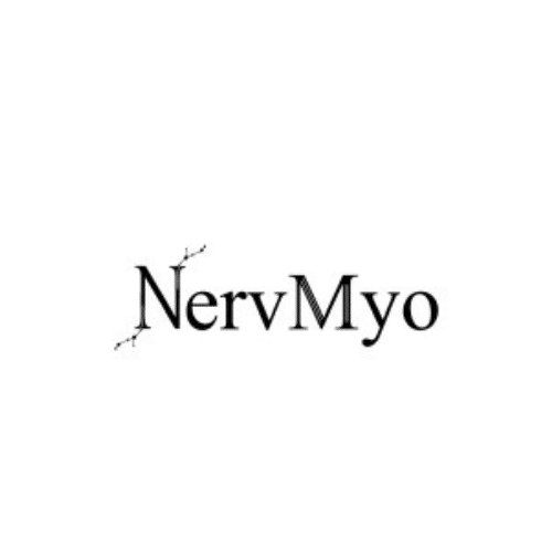 A white background with the word NervMyro, with the drawing of a nerve on the N.