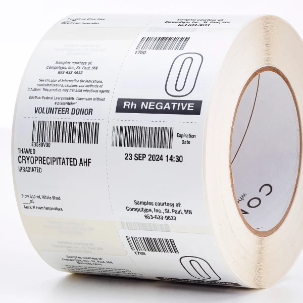 A roll of medical labels.