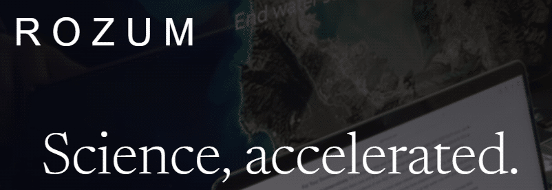 A black background with part of a computer monitor showing. With the words Rozum and Science, accelerated in white font.