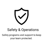 The outline of a shield with a check mark in it. 